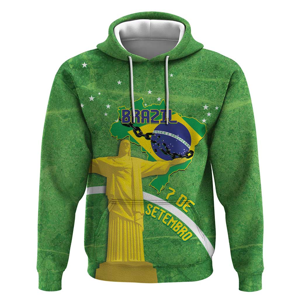 Personalized Brazil Independence Day Hoodie Brasil Map Christ The Redeemer 7 De Setembro LT14