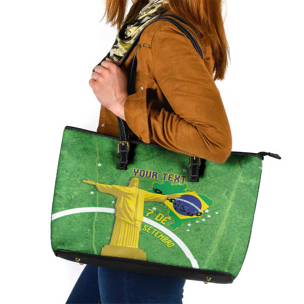 Personalized Brazil Independence Day Leather Tote Bag Brasil Map Christ The Redeemer 7 De Setembro LT14