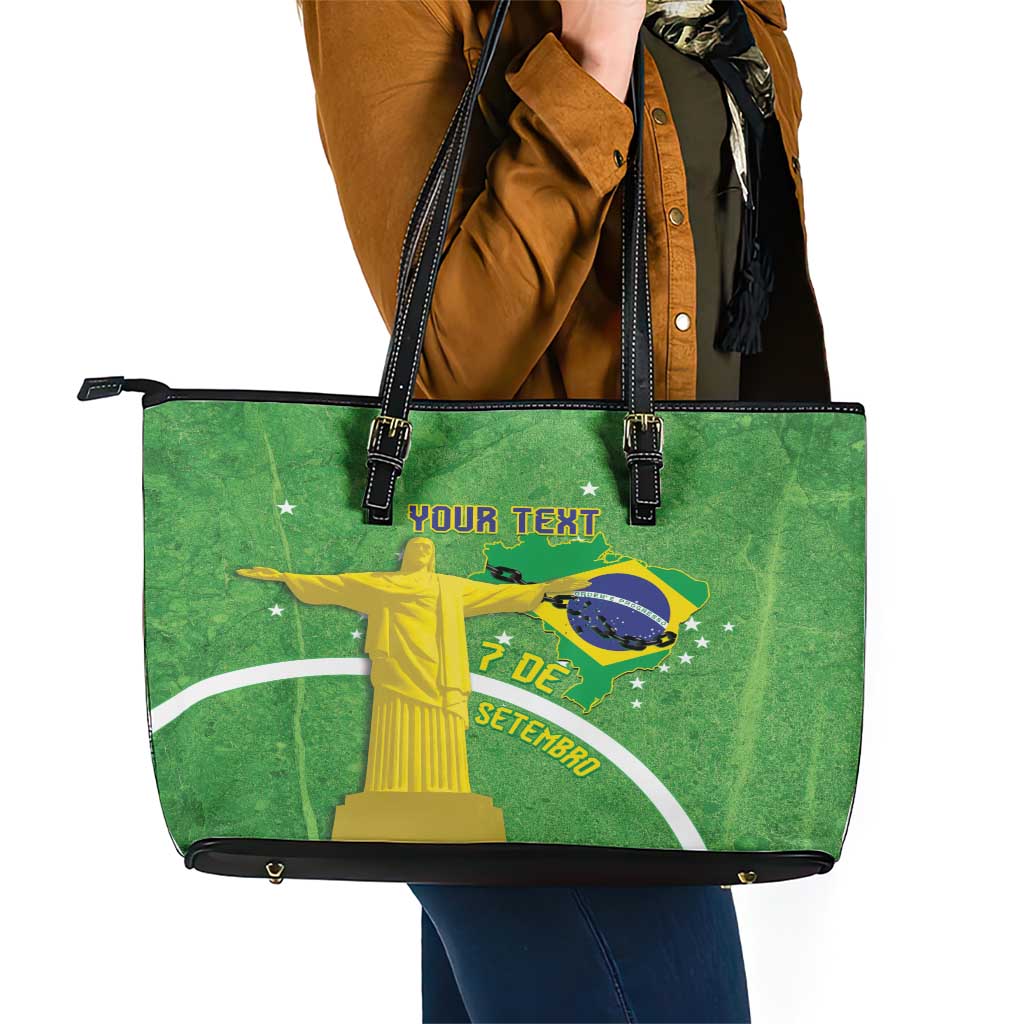 Personalized Brazil Independence Day Leather Tote Bag Brasil Map Christ The Redeemer 7 De Setembro LT14