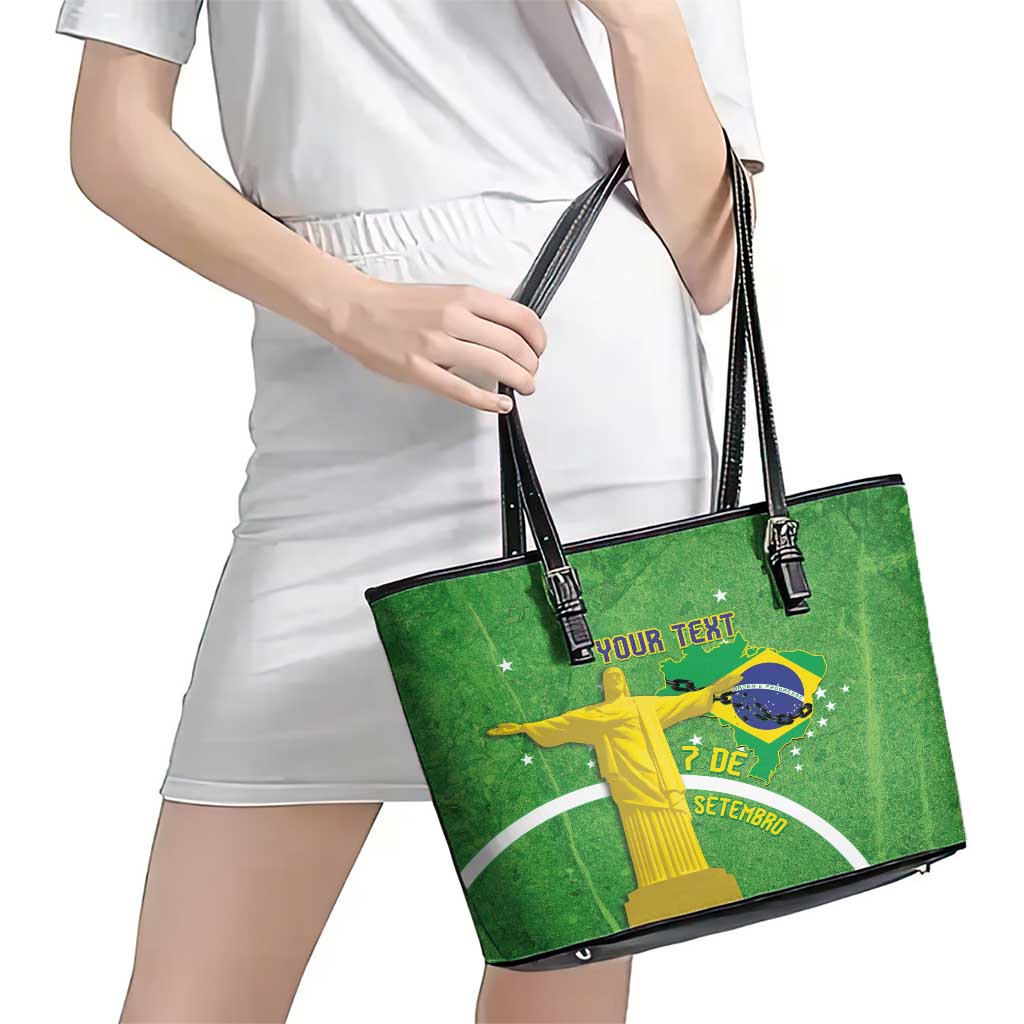 Personalized Brazil Independence Day Leather Tote Bag Brasil Map Christ The Redeemer 7 De Setembro LT14
