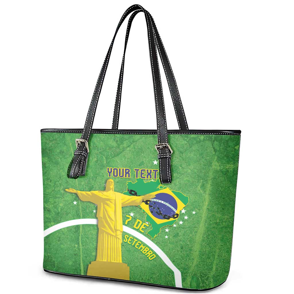 Personalized Brazil Independence Day Leather Tote Bag Brasil Map Christ The Redeemer 7 De Setembro LT14
