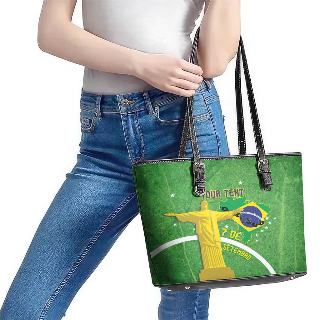 Personalized Brazil Independence Day Leather Tote Bag Brasil Map Christ The Redeemer 7 De Setembro LT14