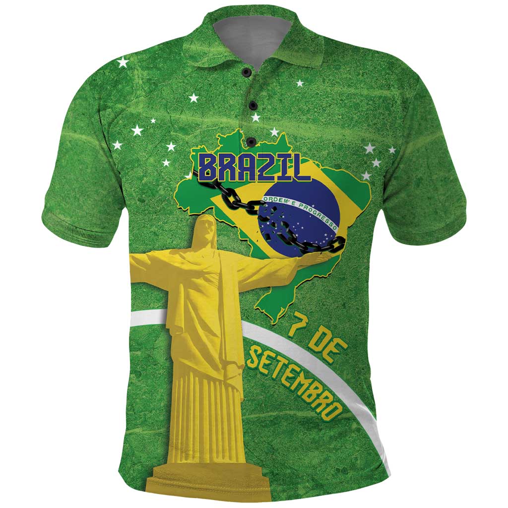 Personalized Brazil Independence Day Polo Shirt Brasil Map Christ The Redeemer 7 De Setembro LT14