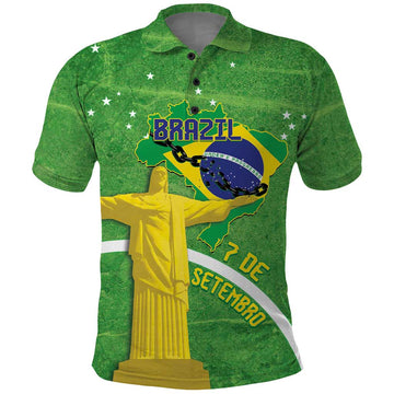 Personalized Brazil Independence Day Polo Shirt Brasil Map Christ The Redeemer 7 De Setembro LT14