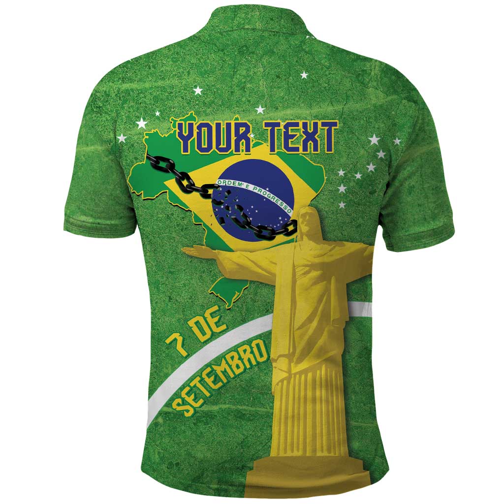 Personalized Brazil Independence Day Polo Shirt Brasil Map Christ The Redeemer 7 De Setembro LT14