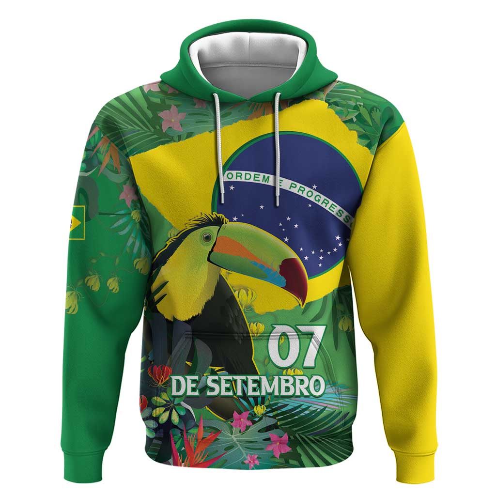 Feliz Dia Da Indepencencia Brazil Hoodie Brasil Toucan Tropical Vibes LT14