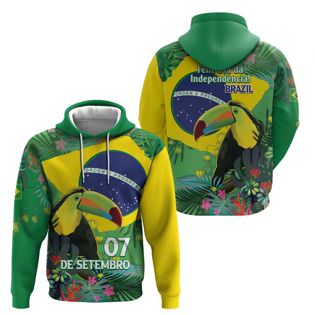 Feliz Dia Da Indepencencia Brazil Hoodie Brasil Toucan Tropical Vibes LT14