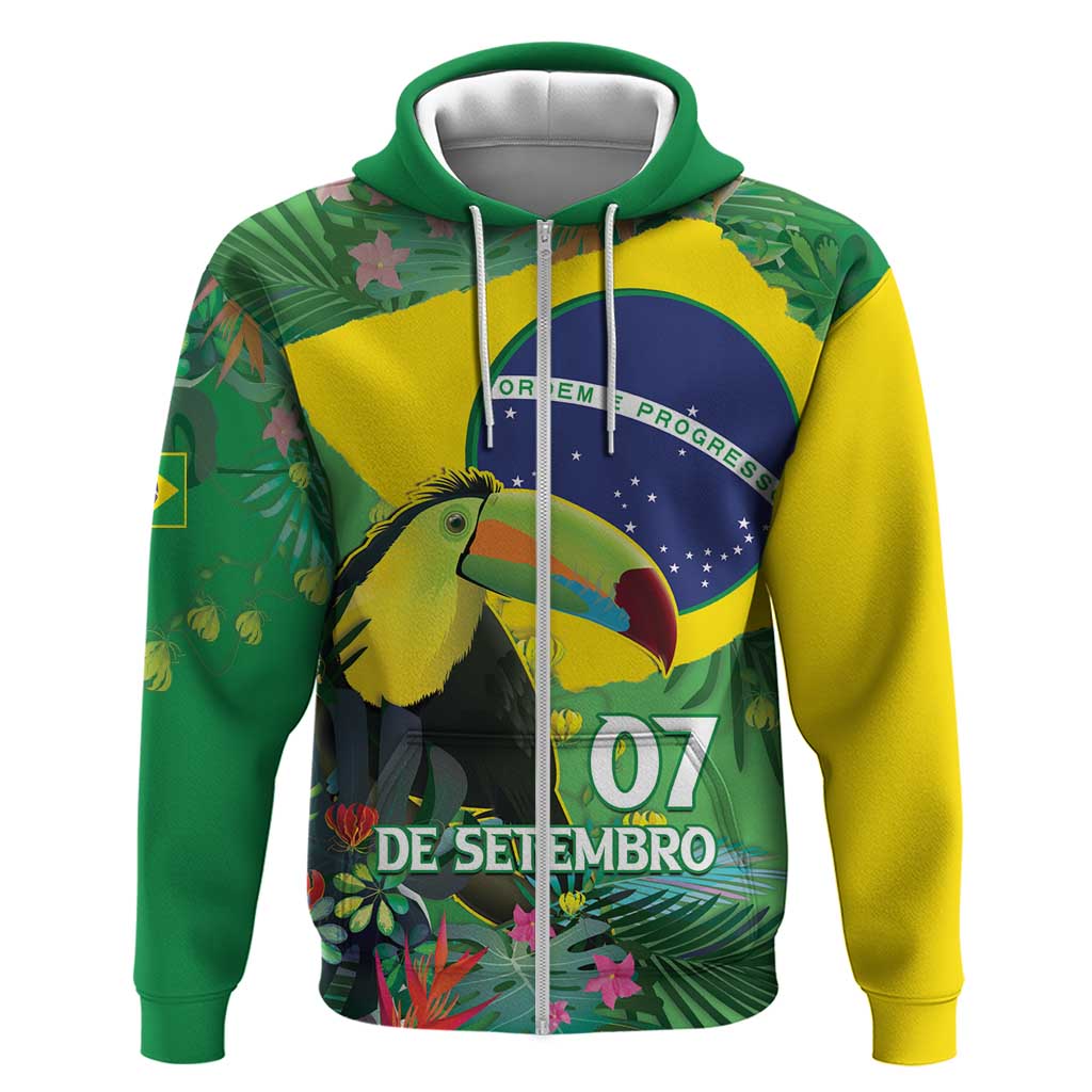 Feliz Dia Da Indepencencia Brazil Hoodie Brasil Toucan Tropical Vibes LT14