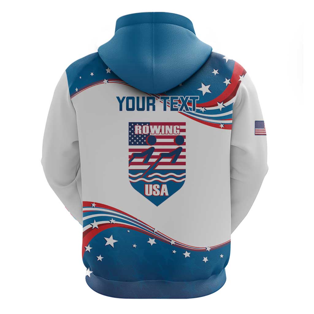 Personalized USA Rowing Hoodie 2024 United States Flag Curve Style LT14