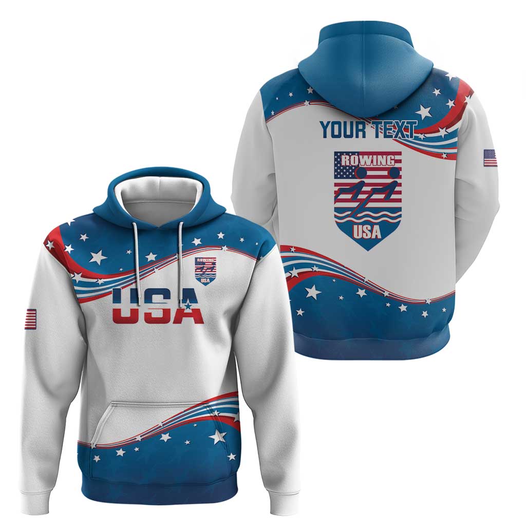 Personalized USA Rowing Hoodie 2024 United States Flag Curve Style LT14