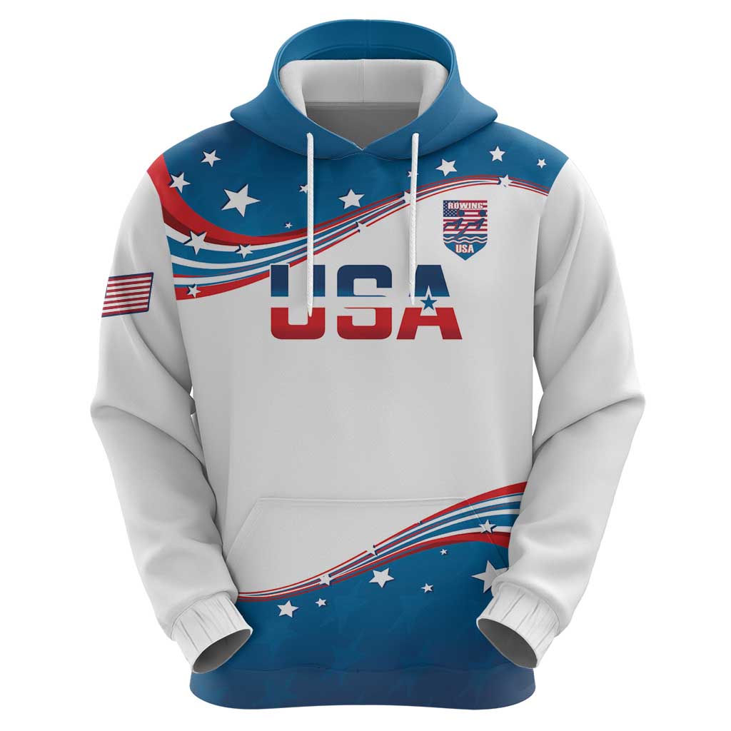 Personalized USA Rowing Hoodie 2024 United States Flag Curve Style LT14