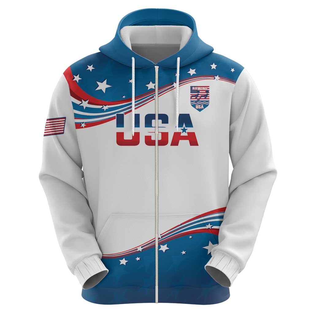 Personalized USA Rowing Hoodie 2024 United States Flag Curve Style LT14