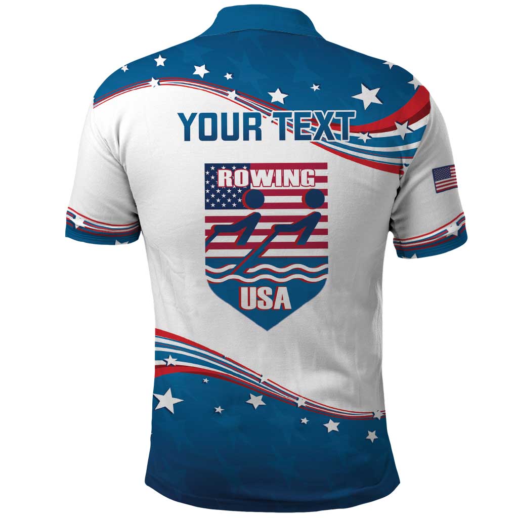 Personalized USA Rowing Polo Shirt 2024 United States Flag Curve Style LT14
