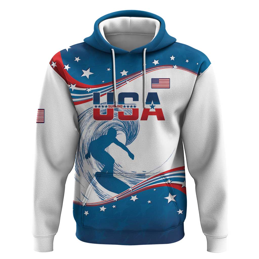 Personalized USA Surfing Hoodie 2024 United States Flag Curve Style LT14