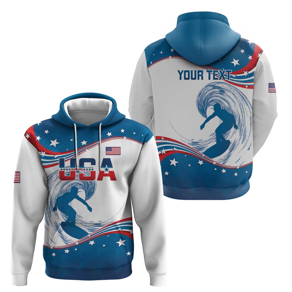 Personalized USA Surfing Hoodie 2024 United States Flag Curve Style LT14