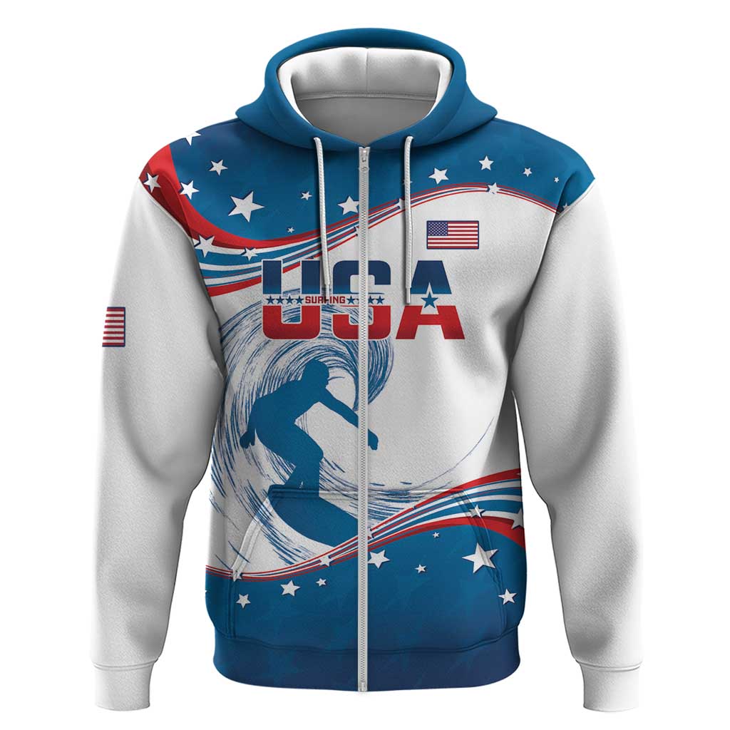 Personalized USA Surfing Hoodie 2024 United States Flag Curve Style LT14
