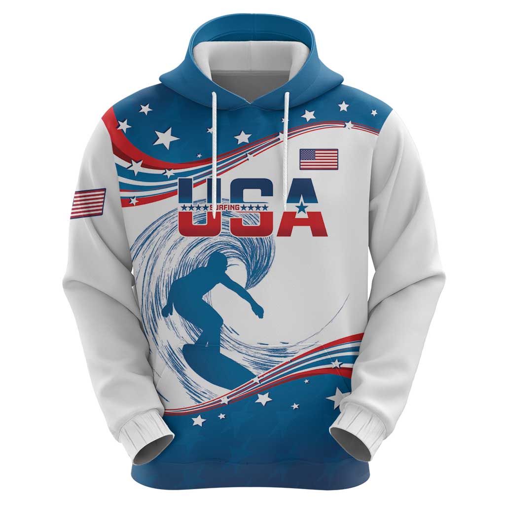 Personalized USA Surfing Hoodie 2024 United States Flag Curve Style LT14