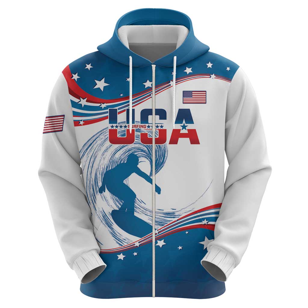 Personalized USA Surfing Hoodie 2024 United States Flag Curve Style LT14