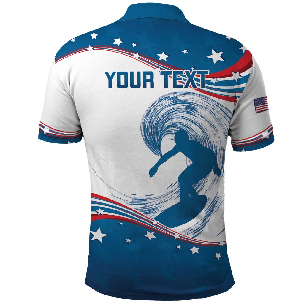 Personalized USA Surfing Polo Shirt 2024 United States Flag Curve Style LT14