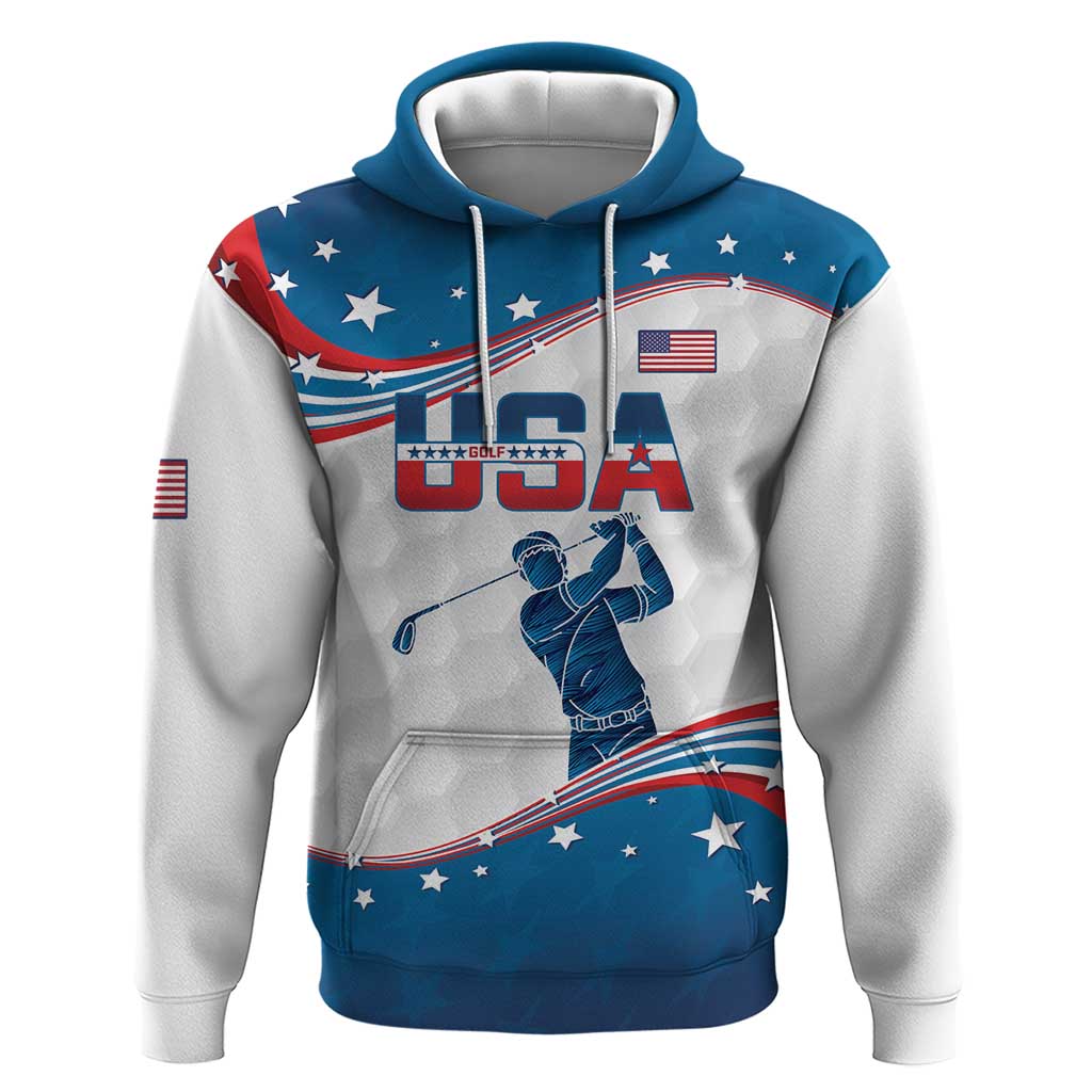 Personalized USA Golf Hoodie 2024 United States Flag Curve Style LT14
