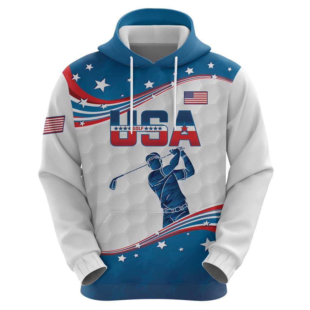 Personalized USA Golf Hoodie 2024 United States Flag Curve Style LT14