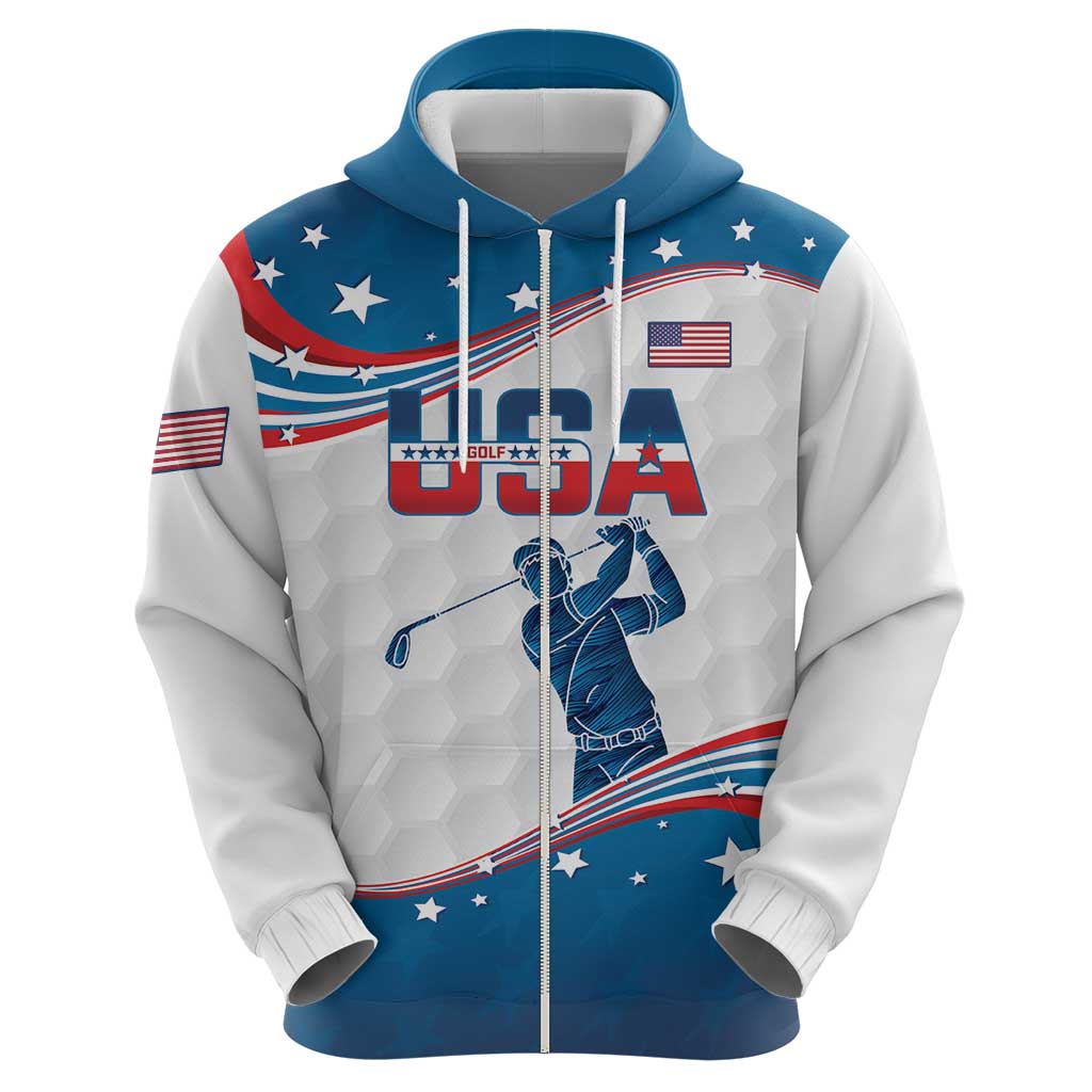 Personalized USA Golf Hoodie 2024 United States Flag Curve Style LT14