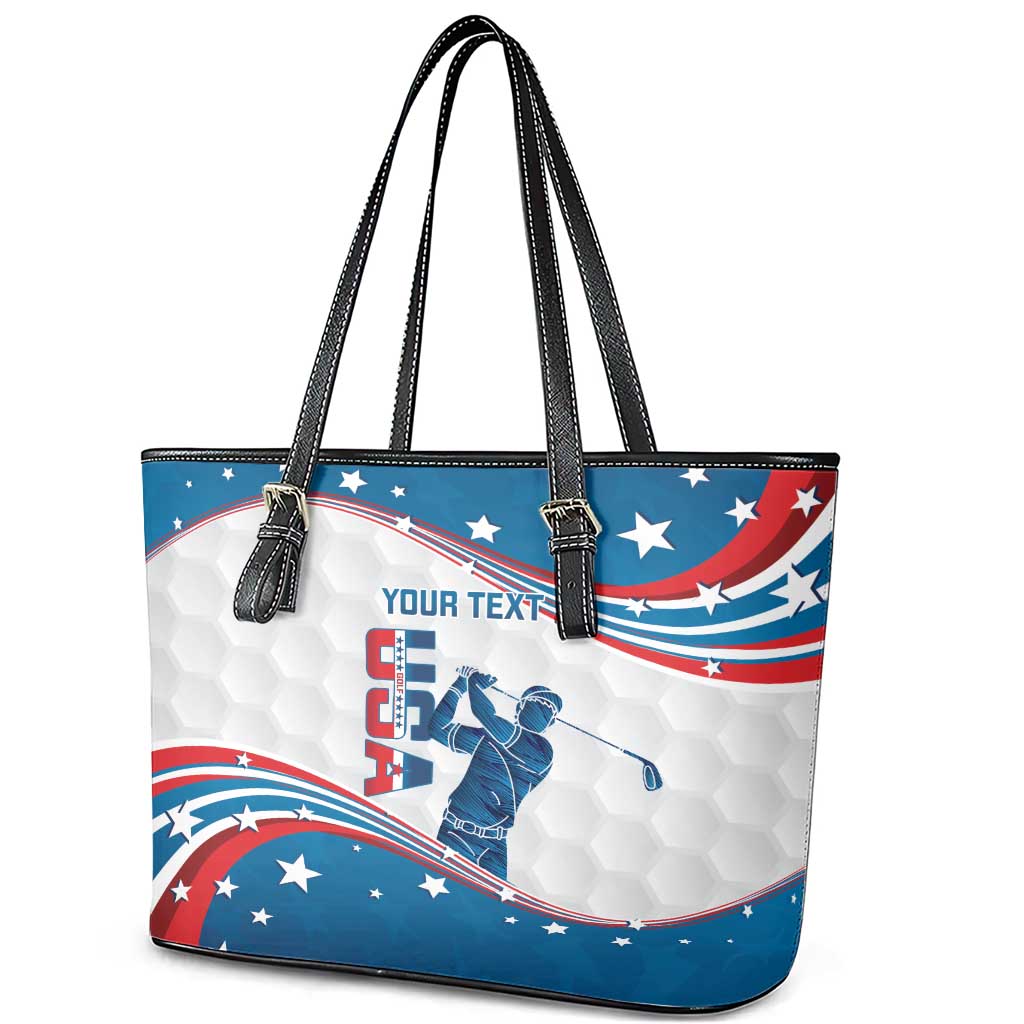 Personalized USA Golf Leather Tote Bag 2024 United States Flag Curve Style LT14