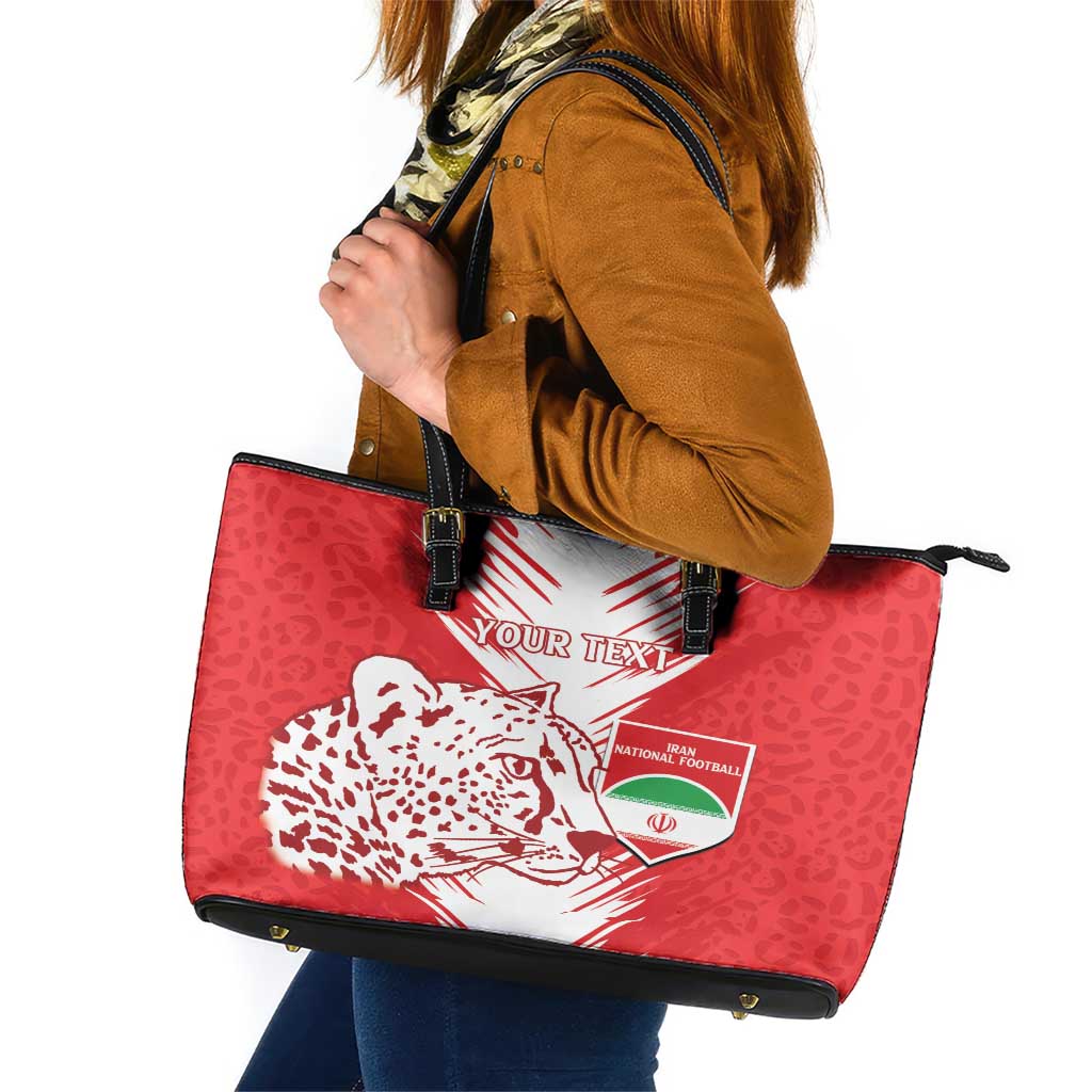 Custom Iran Football Leather Tote Bag Go Team Melli Leopard Pattern LT14