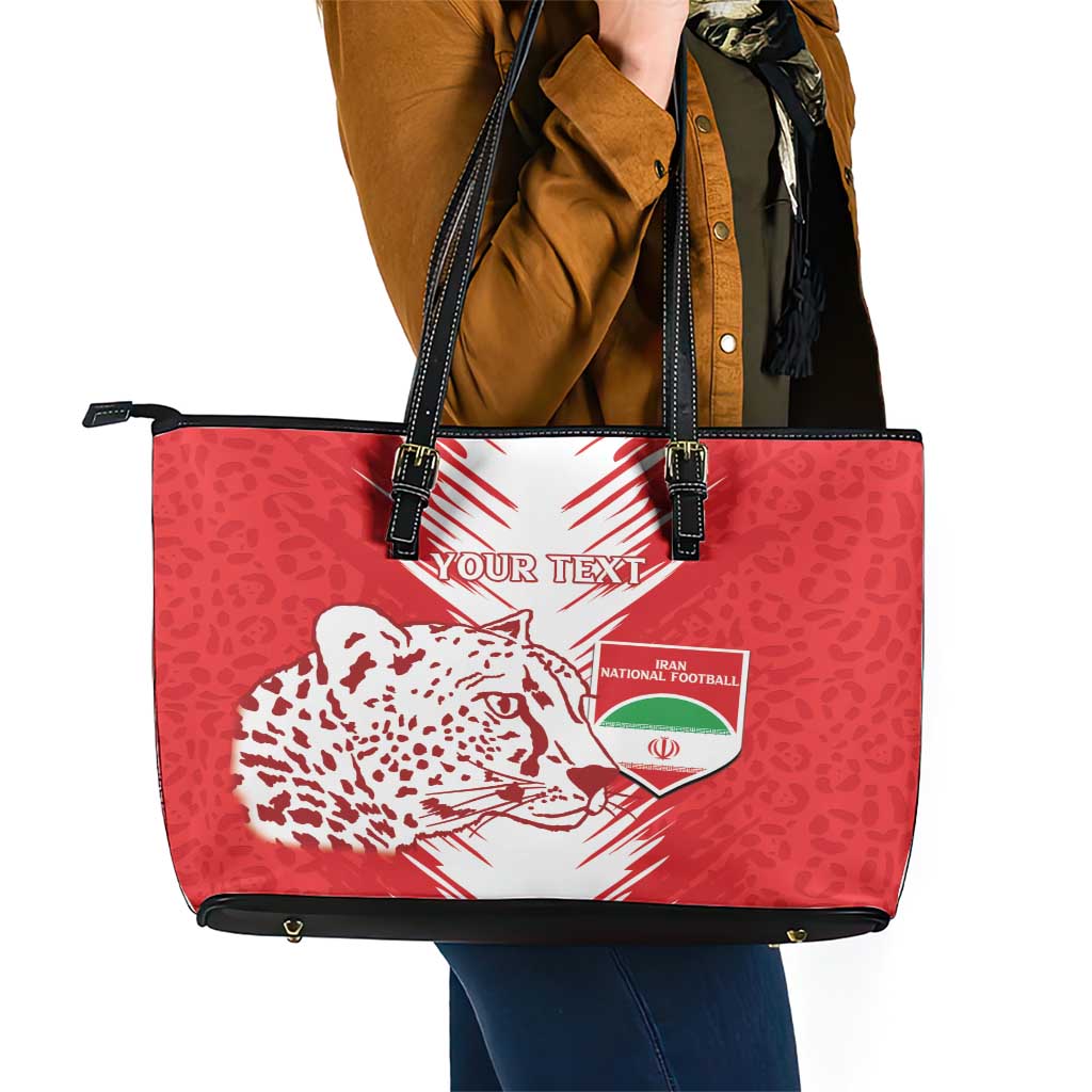 Custom Iran Football Leather Tote Bag Go Team Melli Leopard Pattern LT14