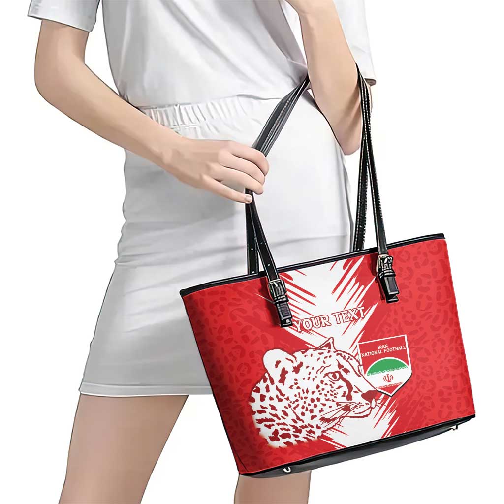 Custom Iran Football Leather Tote Bag Go Team Melli Leopard Pattern LT14