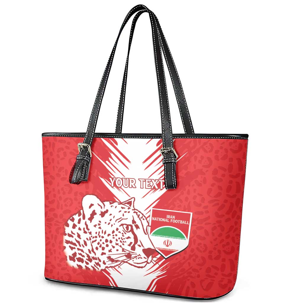 Custom Iran Football Leather Tote Bag Go Team Melli Leopard Pattern LT14
