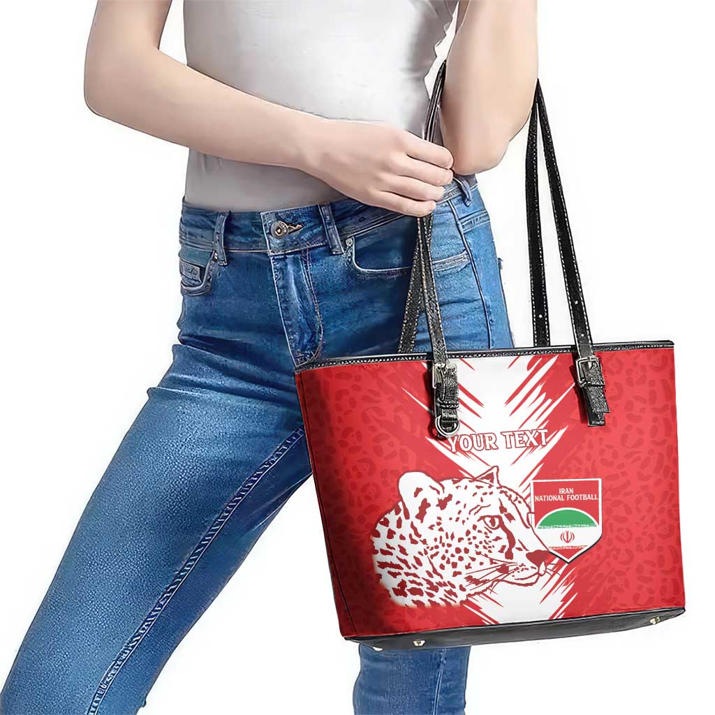 Custom Iran Football Leather Tote Bag Go Team Melli Leopard Pattern LT14
