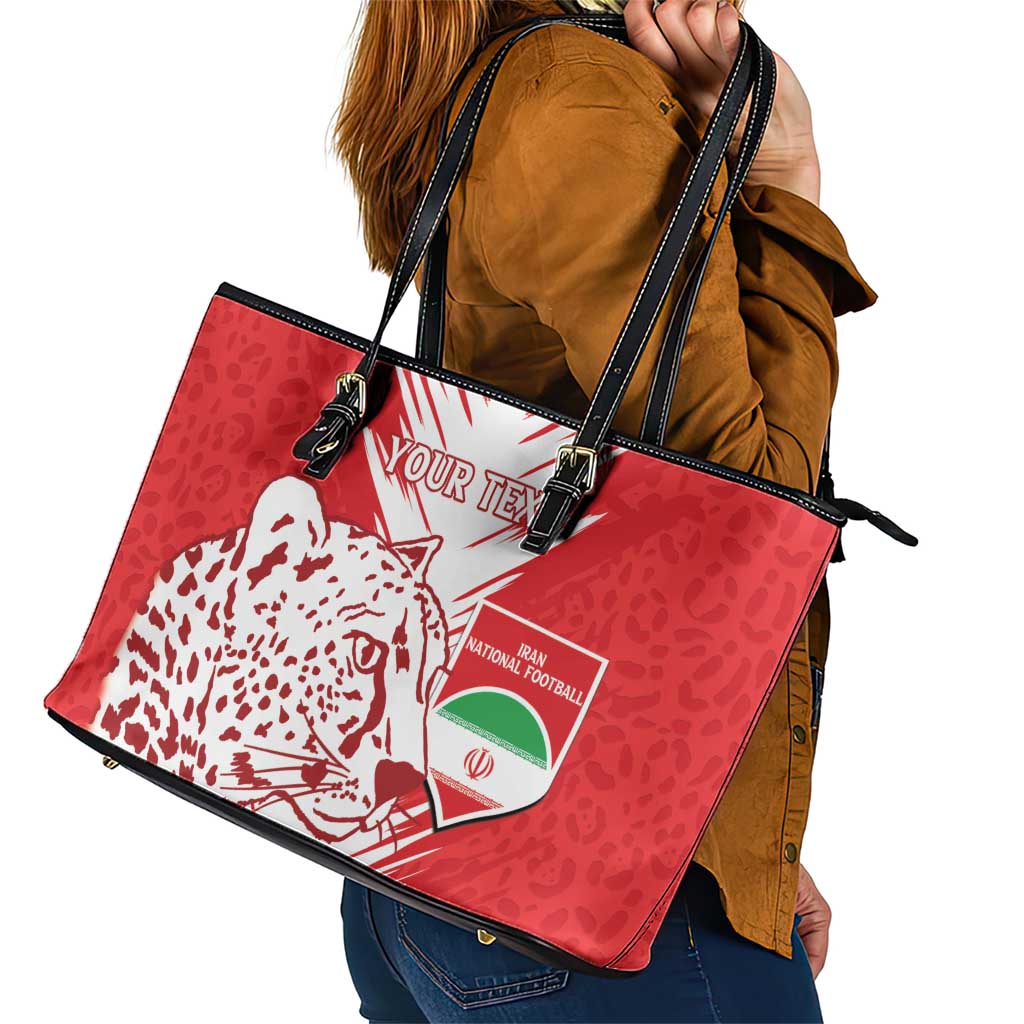 Custom Iran Football Leather Tote Bag Go Team Melli Leopard Pattern LT14