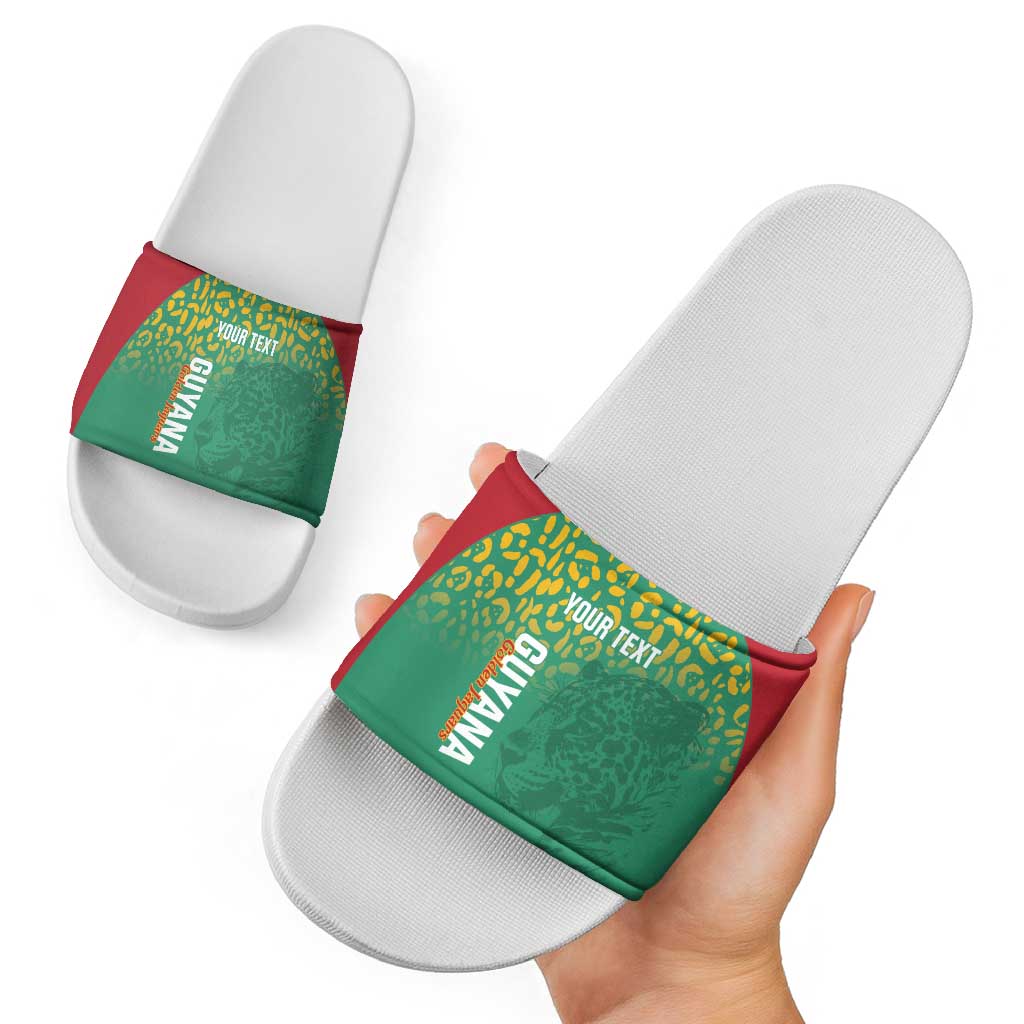 Custom Guyana Football Slide Sandals Go Golden Jaguars Green Version LT14