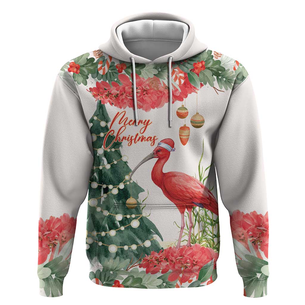 Personalized Trinidad And Tobago Christmas Hoodie Scarlet Ibis Wild Poinsettia Watercolor LT14