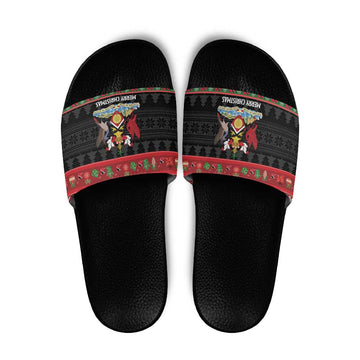 Trinidad And Tobago Christmas Slide Sandals Merry Xmas Coat Of Arms LT14