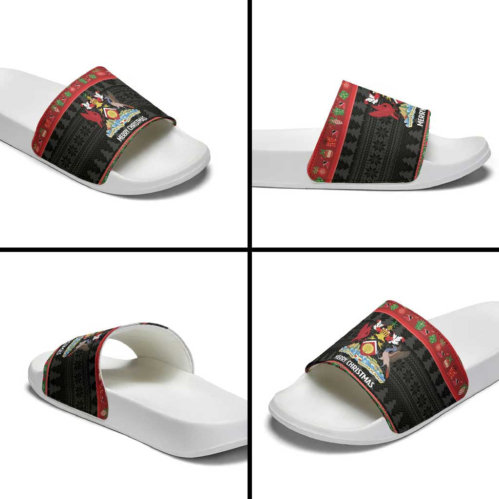 Trinidad And Tobago Christmas Slide Sandals Merry Xmas Coat Of Arms LT14