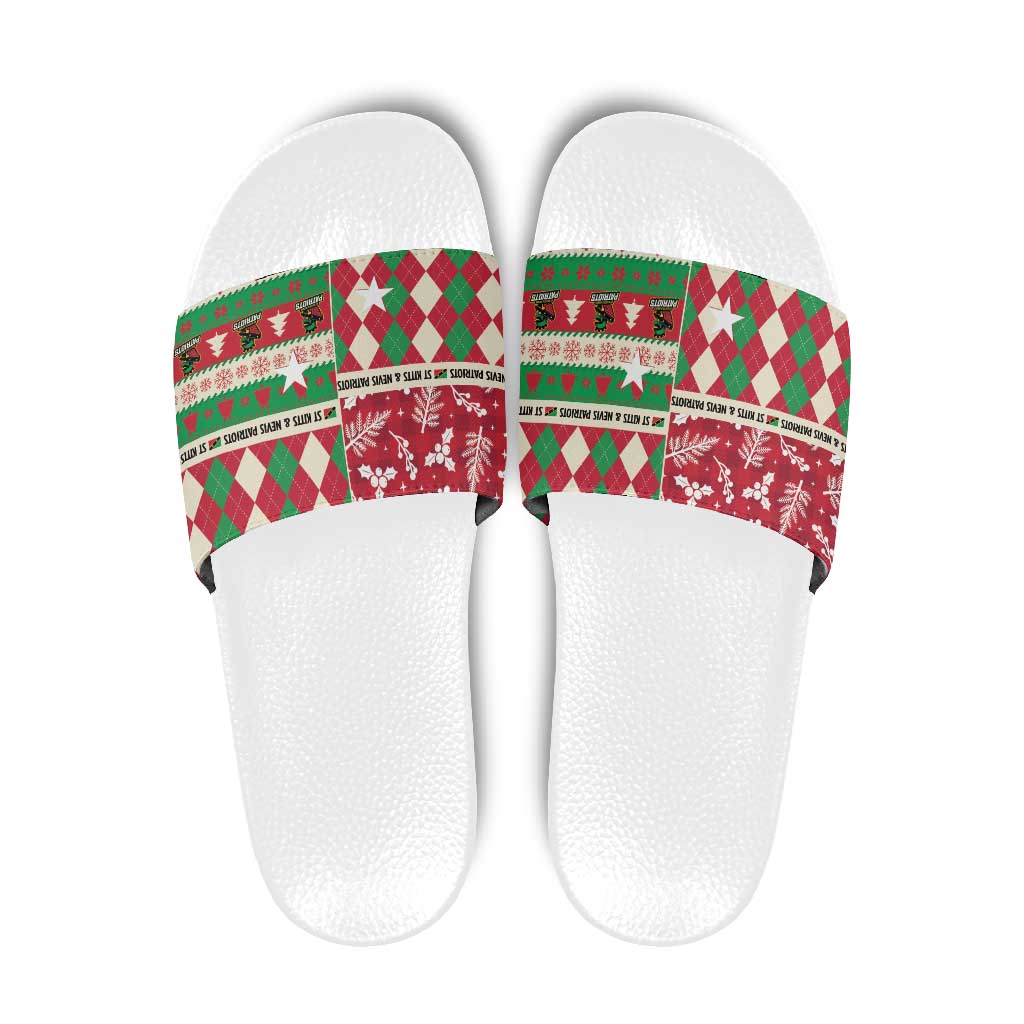 St Kitts & Nevis Cricket Christmas Slide Sandals Merry Xmas Patriots LT14