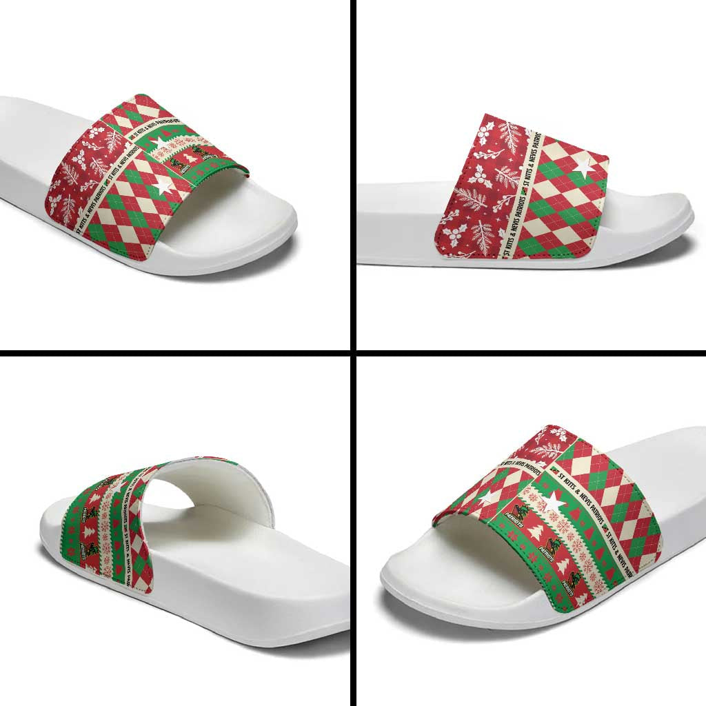 St Kitts & Nevis Cricket Christmas Slide Sandals Merry Xmas Patriots LT14
