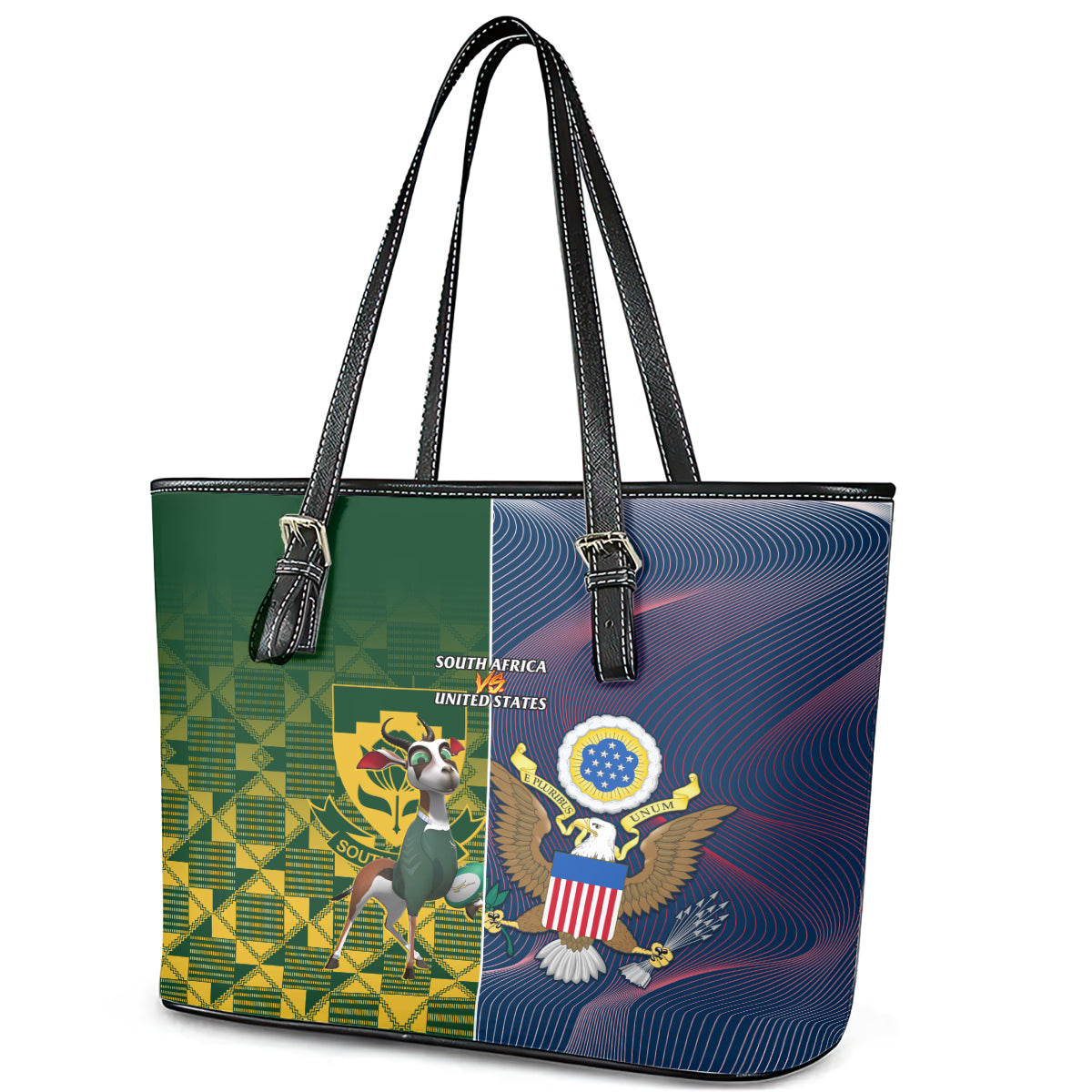 South Africa And United States Rugby Leather Tote Bag 2023 Springboks Combine Eagles LT14