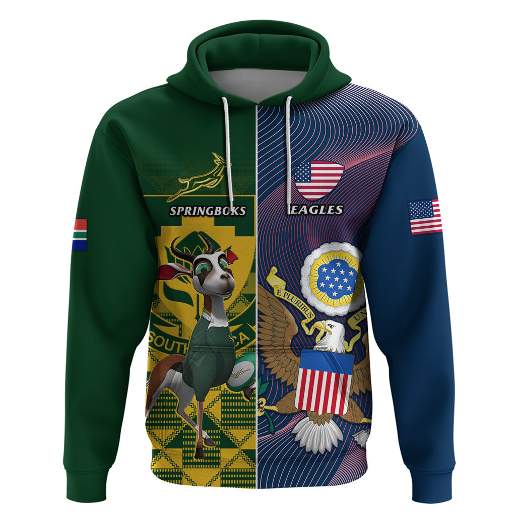 Custom South Africa And United States Rugby Hoodie 2023 Springboks Combine Eagles LT14