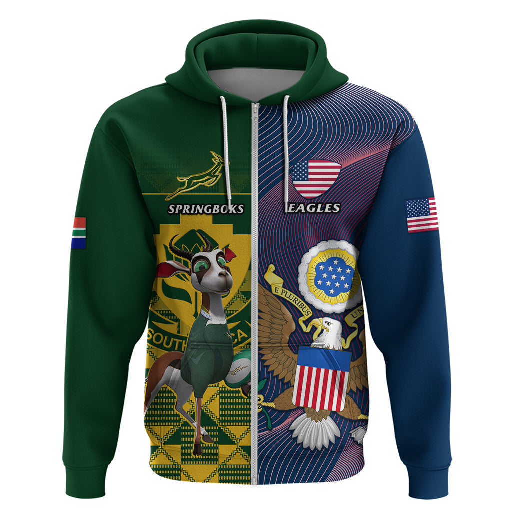 Custom South Africa And United States Rugby Hoodie 2023 Springboks Combine Eagles LT14