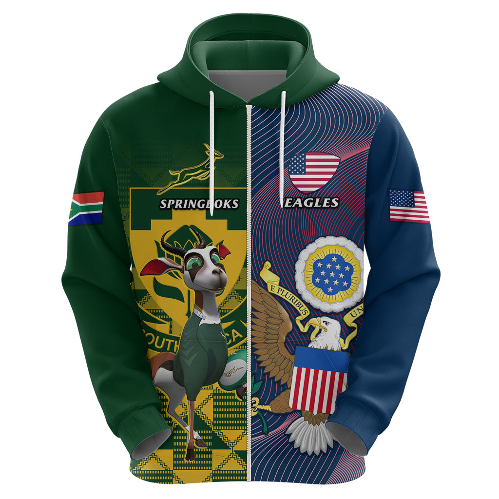 Custom South Africa And United States Rugby Hoodie 2023 Springboks Combine Eagles LT14
