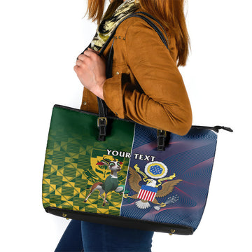 Custom South Africa And United States Rugby Leather Tote Bag 2023 Springboks Combine Eagles LT14