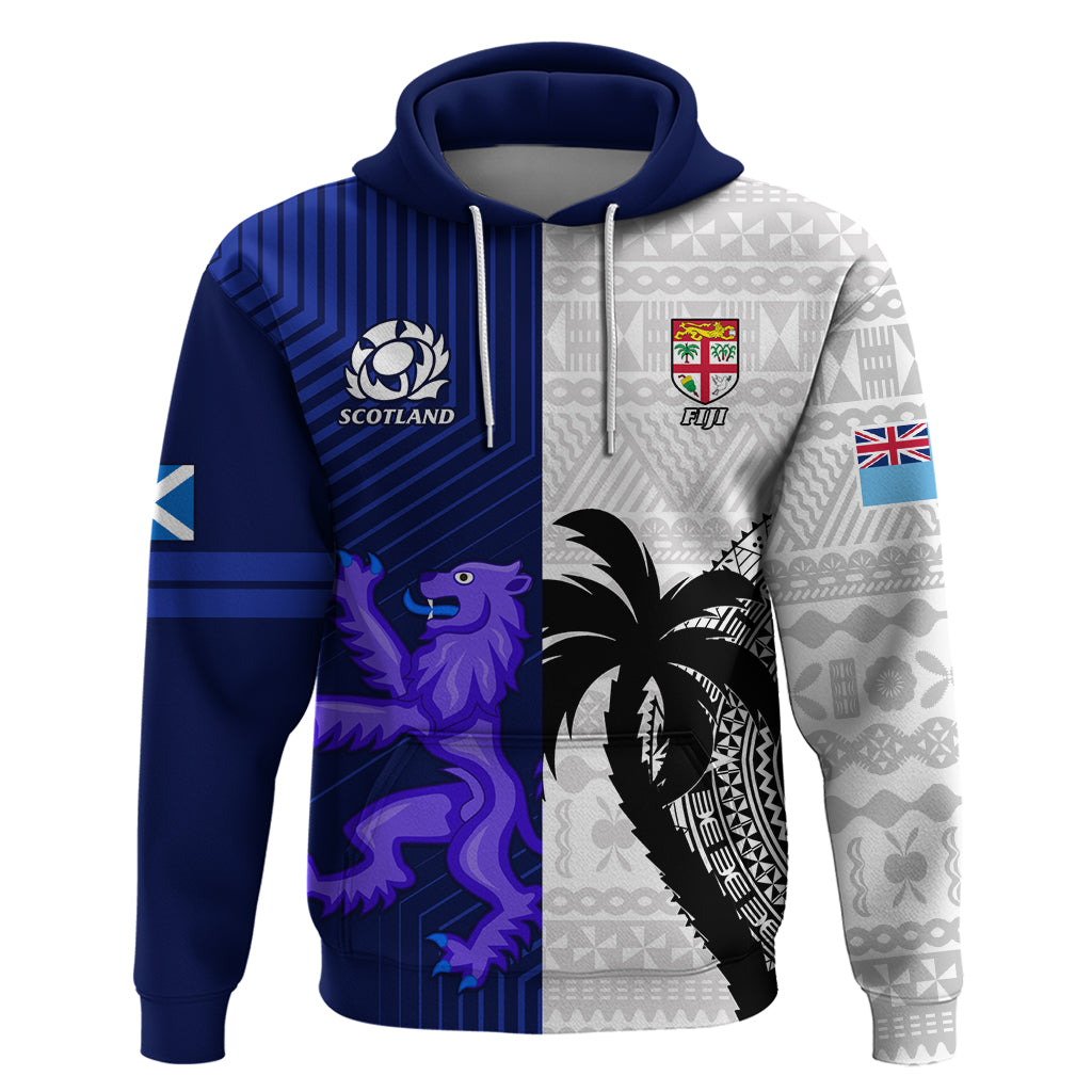 Custom Fiji And Scotland Rugby Hoodie Fijian Tapa Pattern With Thistle LT14