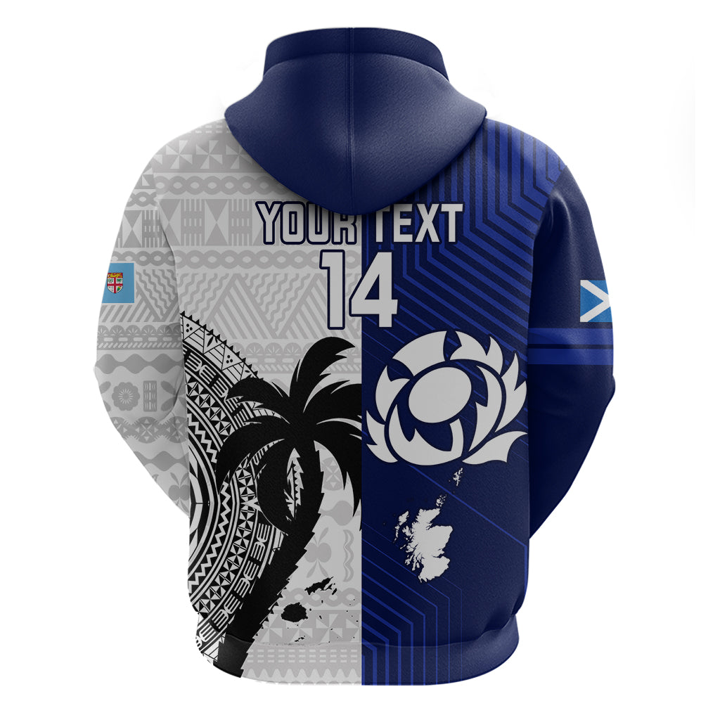 Custom Fiji And Scotland Rugby Hoodie Fijian Tapa Pattern With Thistle LT14