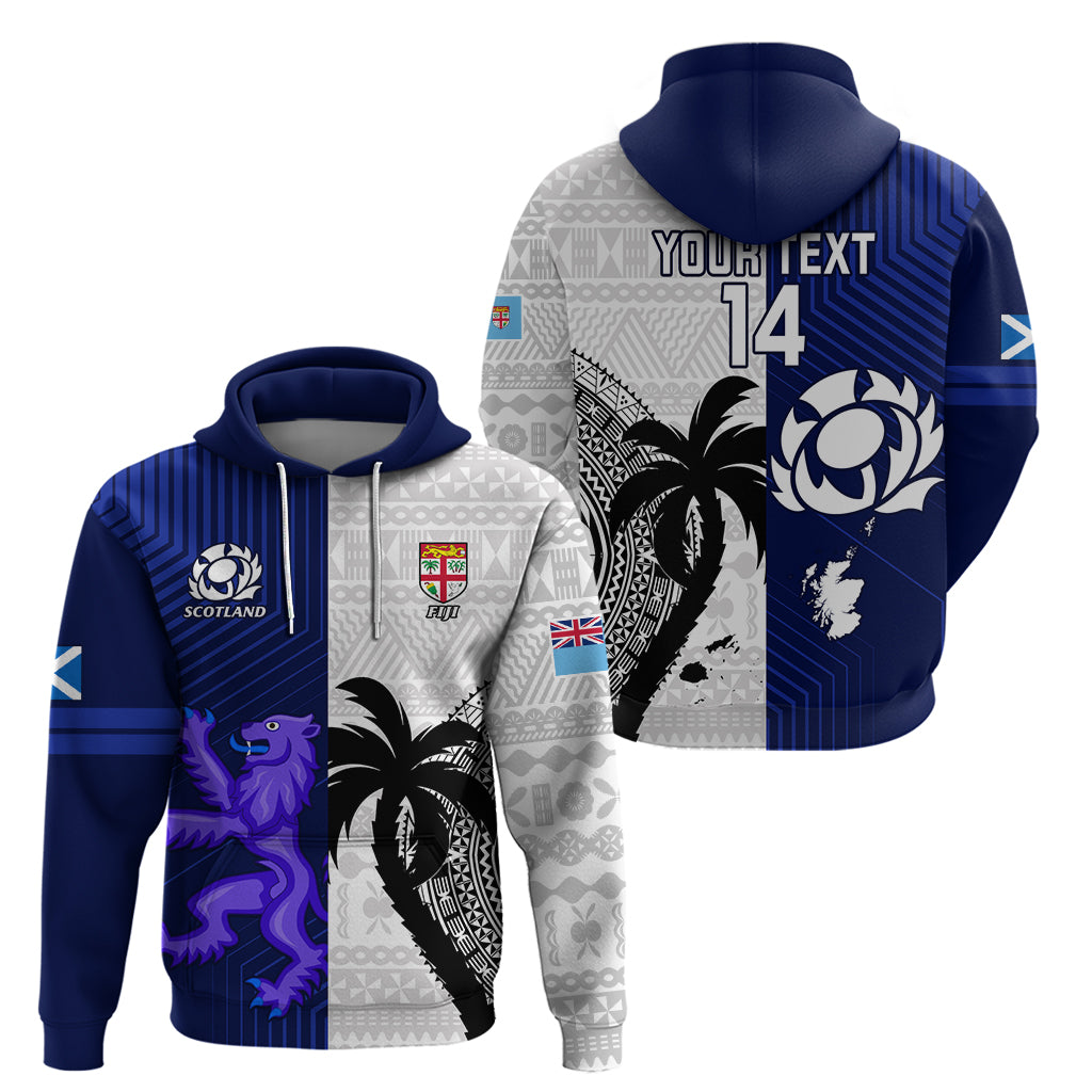 Custom Fiji And Scotland Rugby Hoodie Fijian Tapa Pattern With Thistle LT14