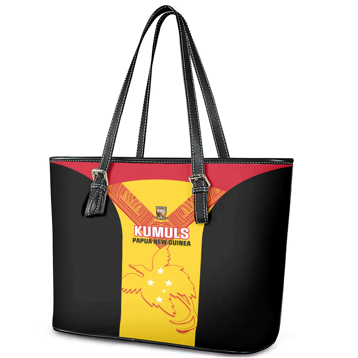 Papua New Guinea Rubgby Leather Tote Bag Pacific 2023 Go PNG Kumuls LT14