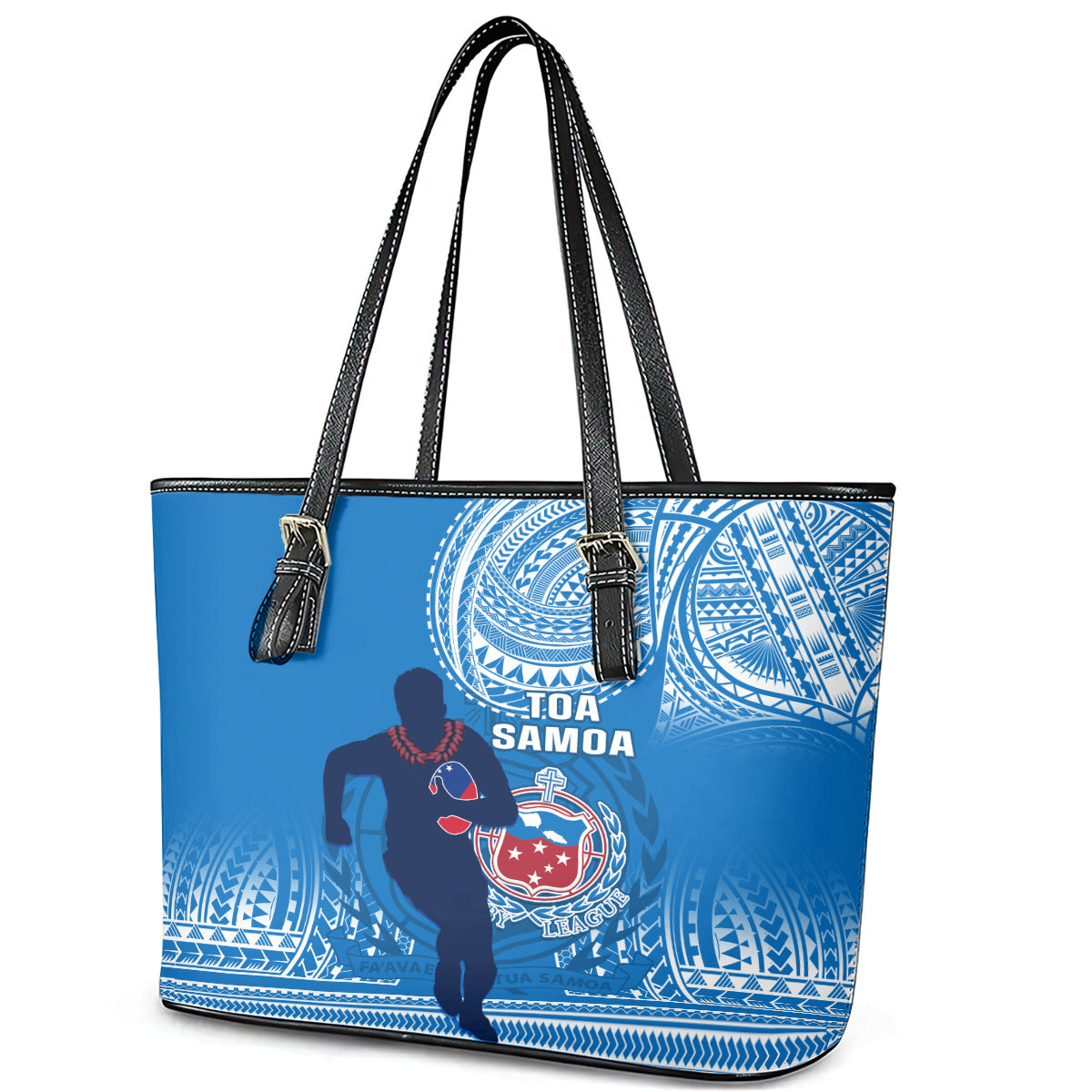 Samoa Rugby Leather Tote Bag Pacific 2023 Go Toa Samoa LT14