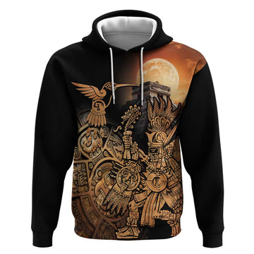 Mexico Warrior Hoodie Huitzilopochtli With Aztec Hummingbird LT14